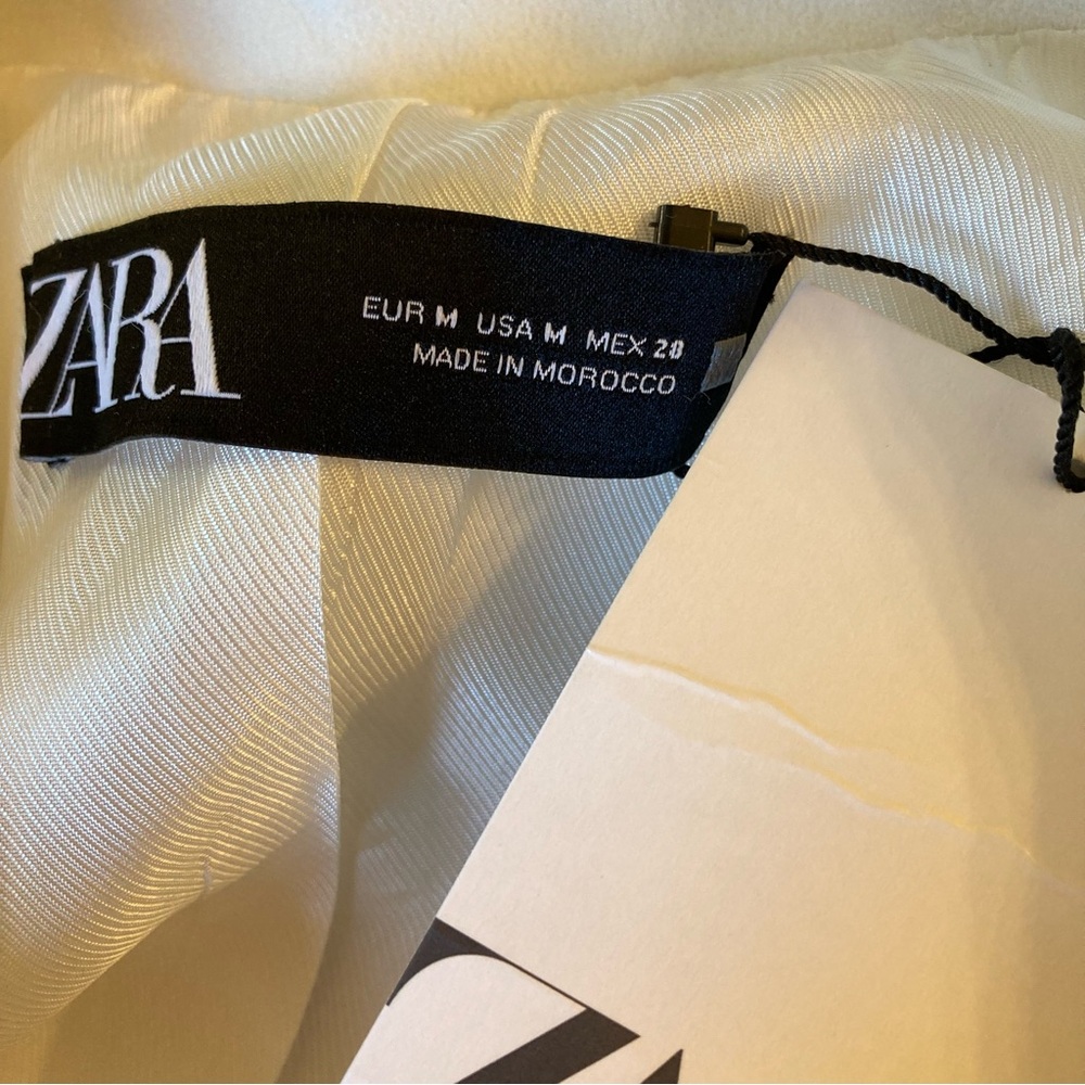 ZARA White Black Crest Buttons Double Breasted Blazer Jacket NWT - Picture 7 of 11
